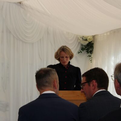Pauline Morgan Celebrant conducting a funeral in Norfolk